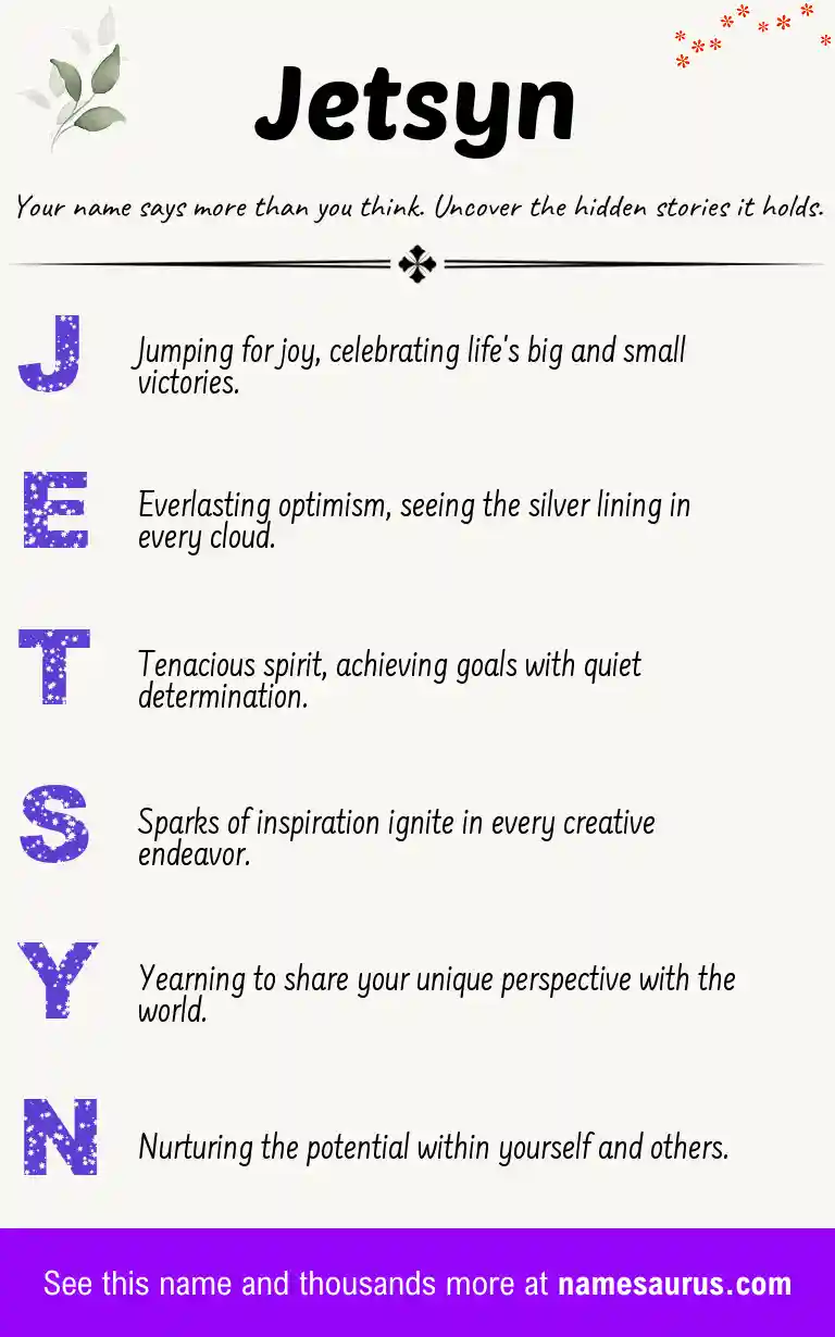 Acrostic poem about Jetsyn.