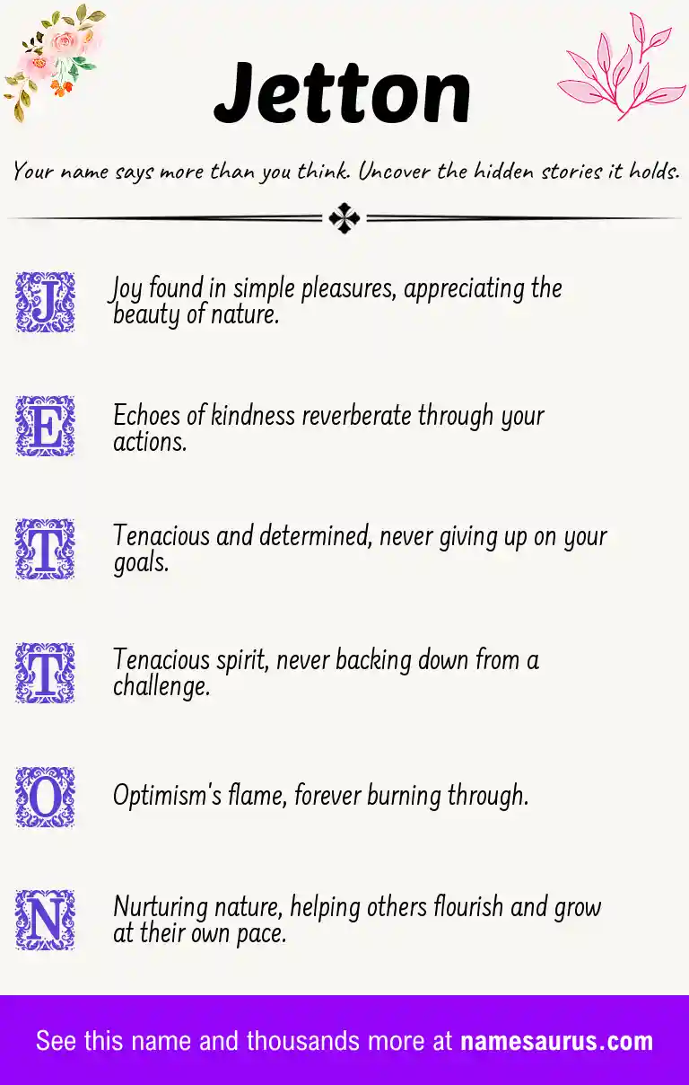Acrostic poem about Jetton.