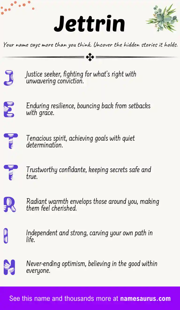 Acrostic poem about Jettrin.