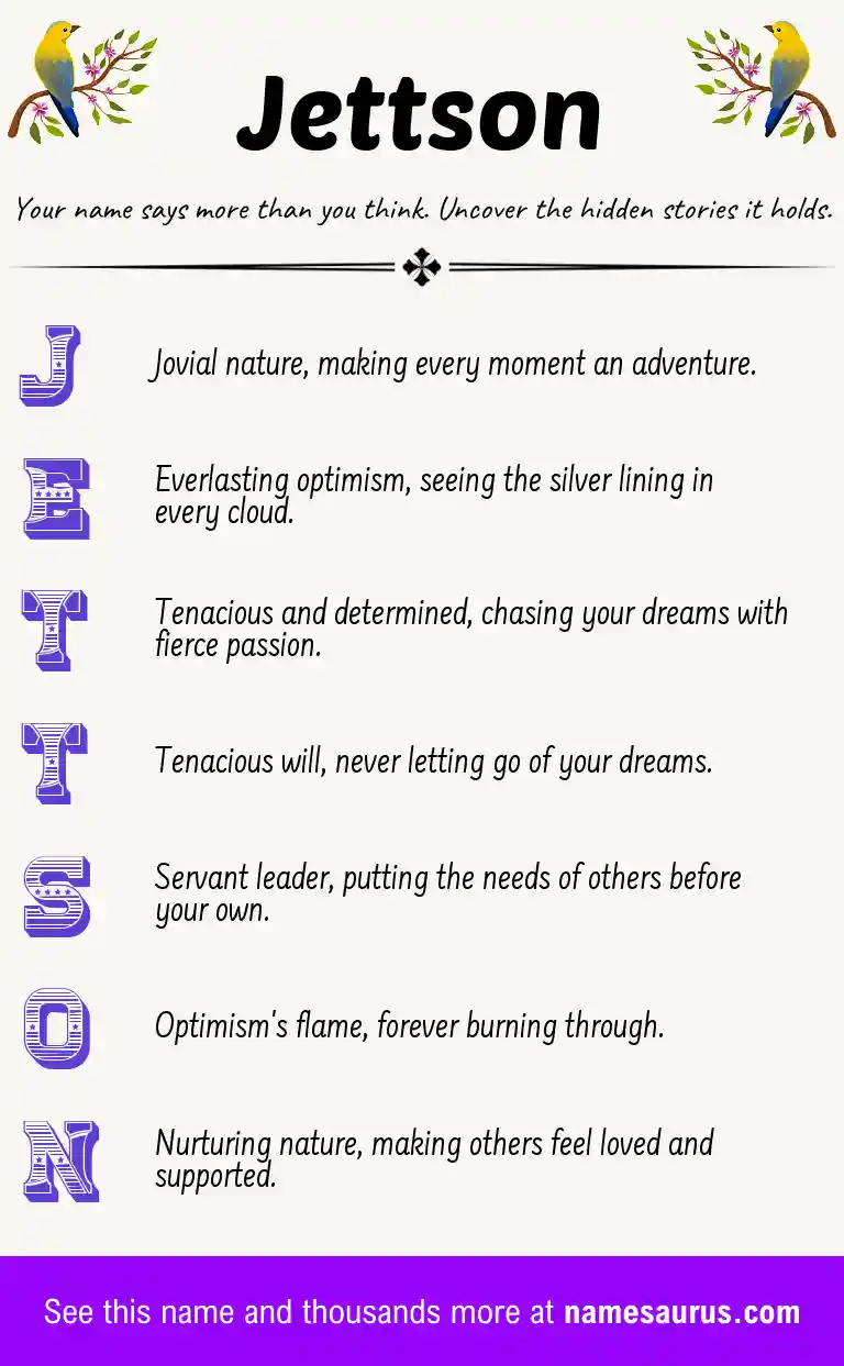 Acrostic poem about Jettson.