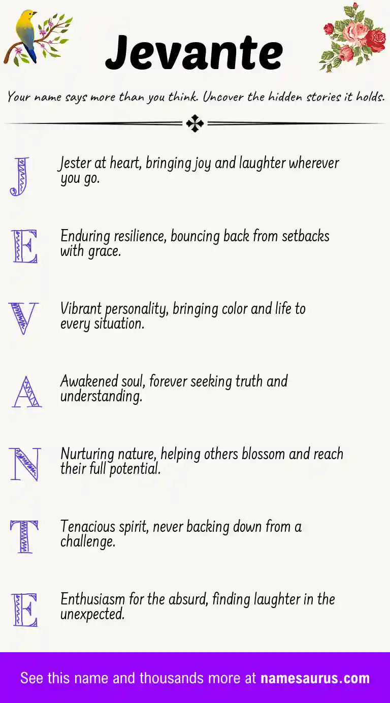 Acrostic poem about Jevante.