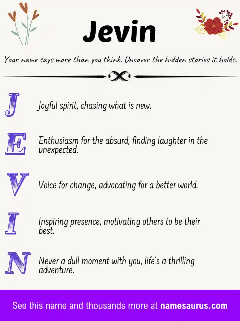 Acrostic poem about Jevin.