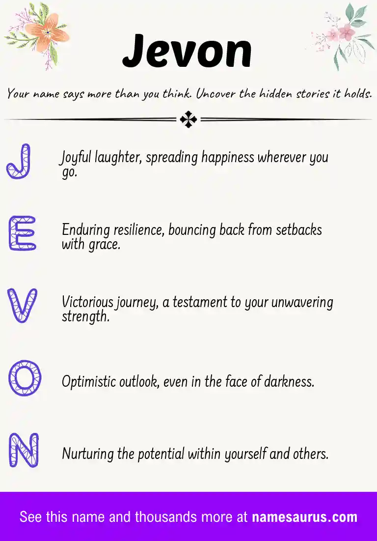 Acrostic poem about Jevon.