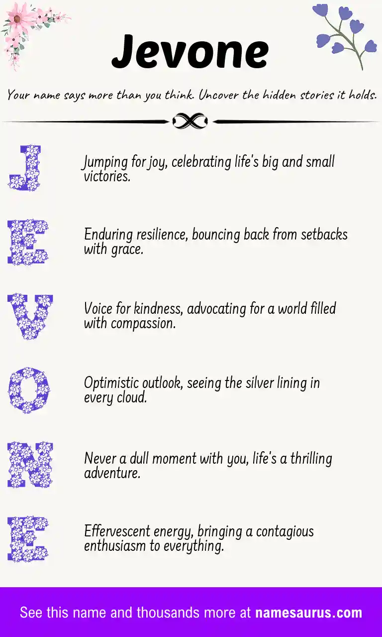 Acrostic poem about Jevone.