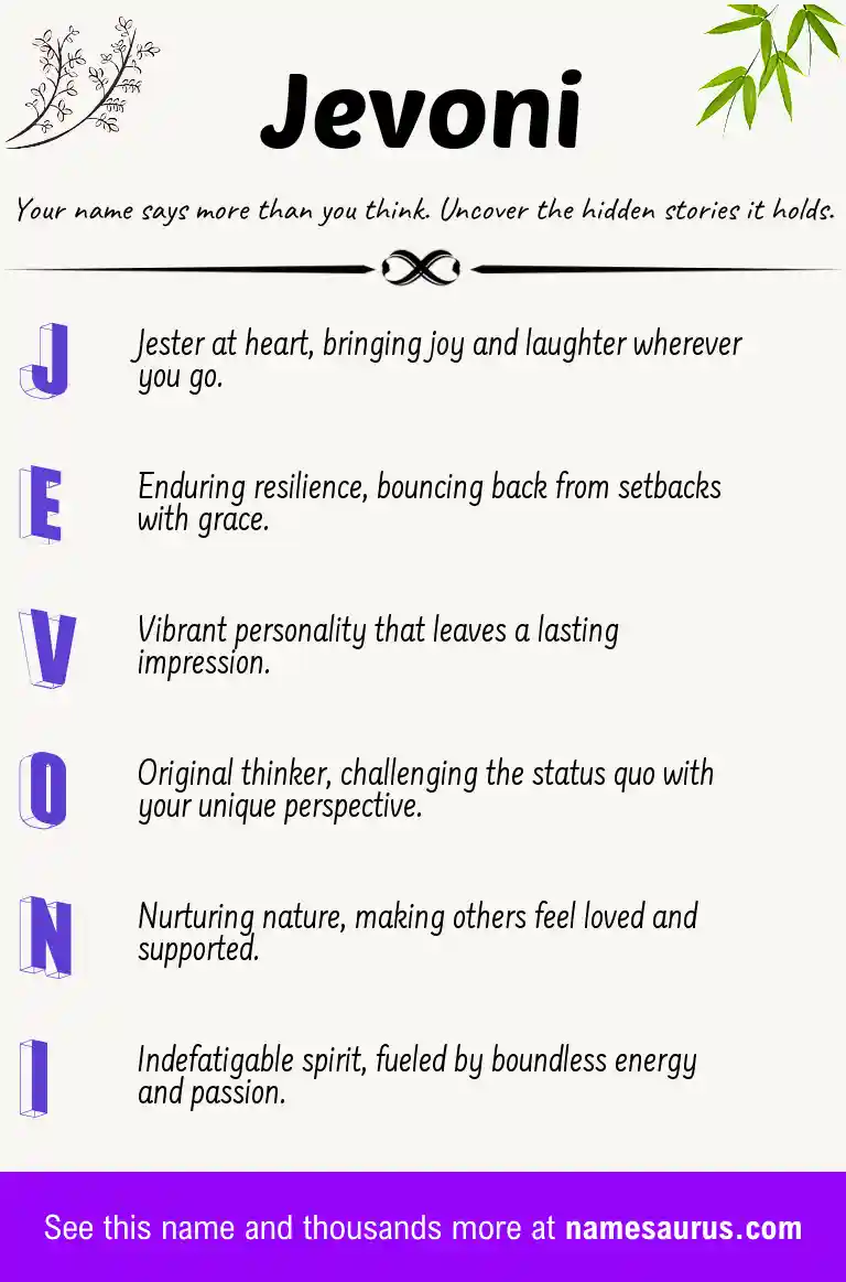 Acrostic poem about Jevoni.