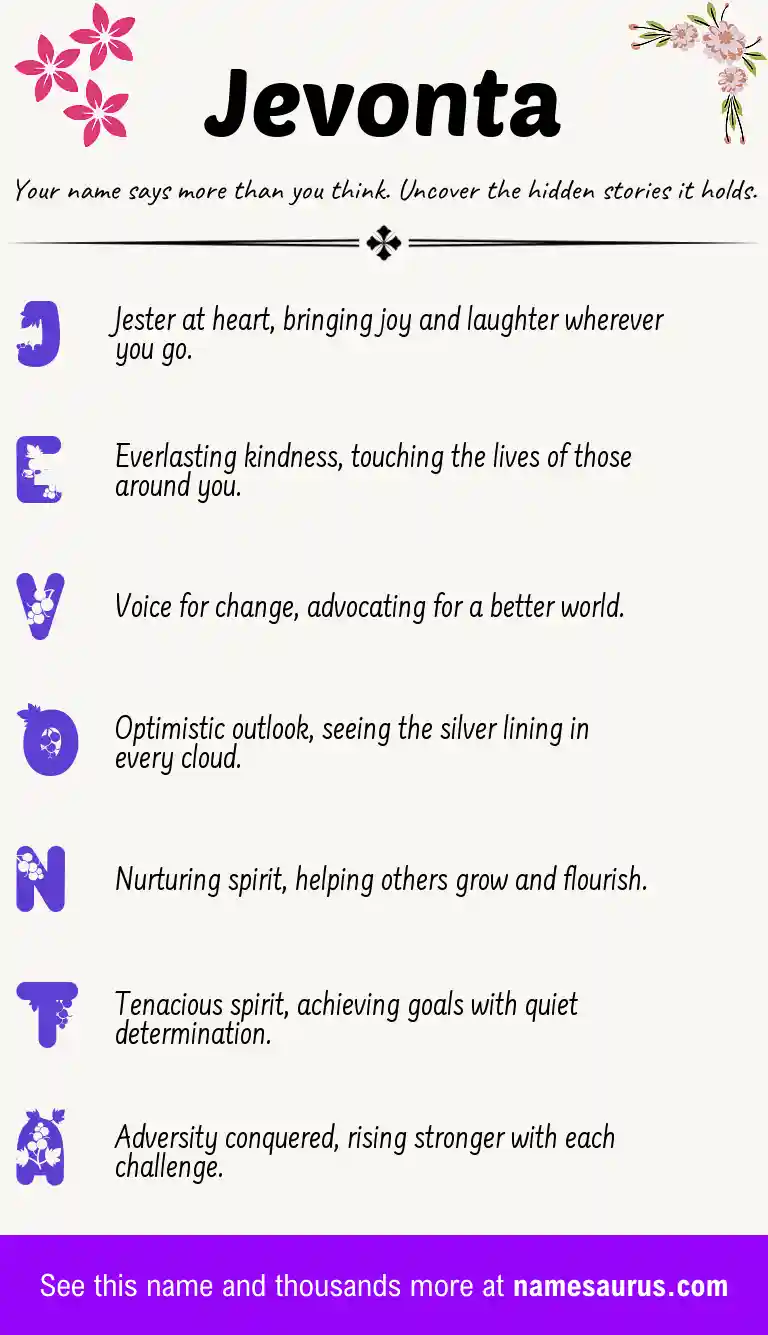 Acrostic poem about Jevonta.