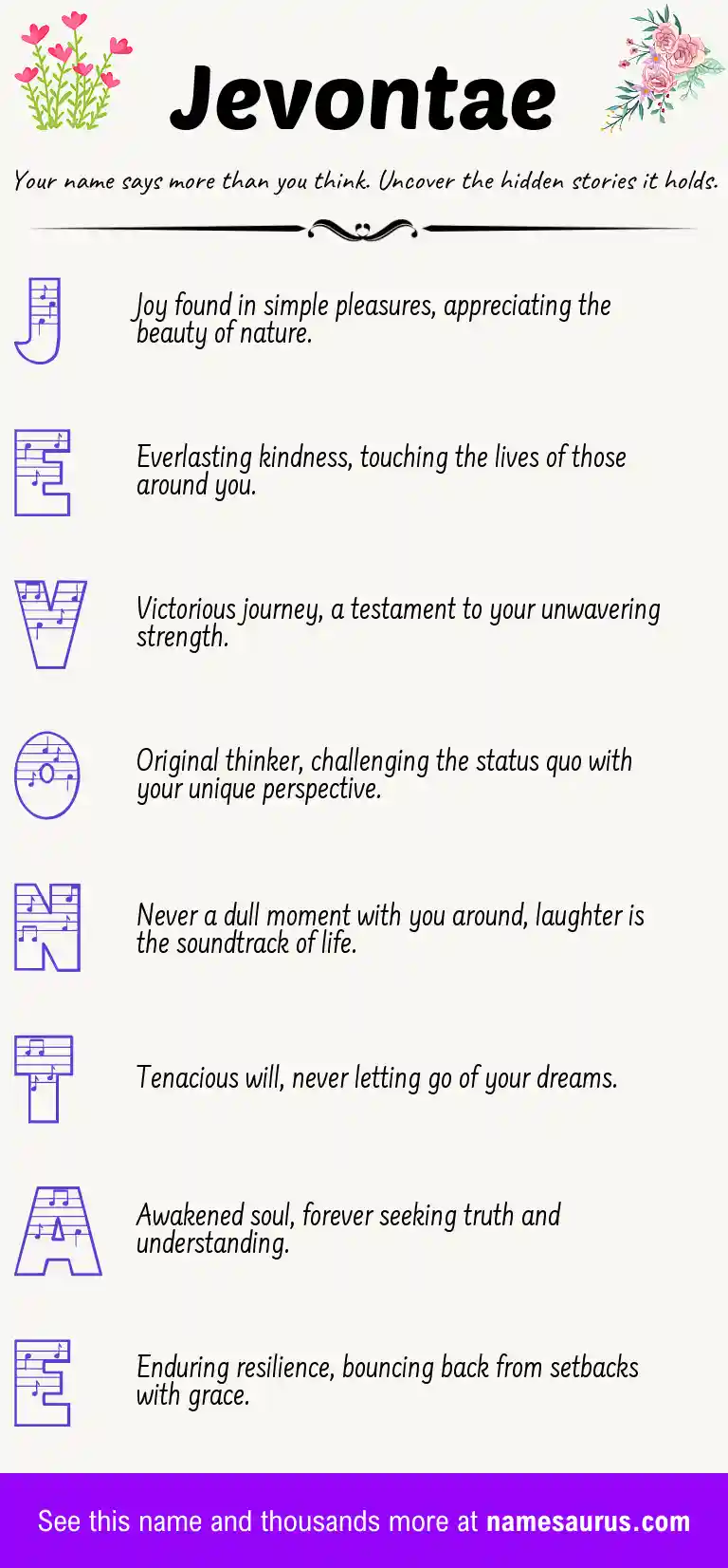 Acrostic poem about Jevontae.