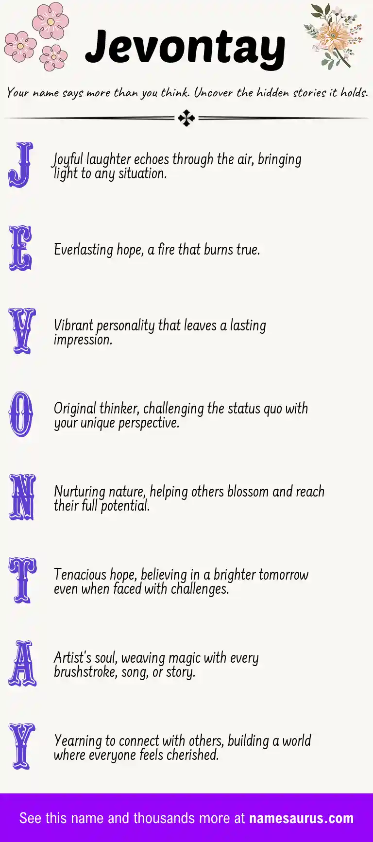 Acrostic poem about Jevontay.