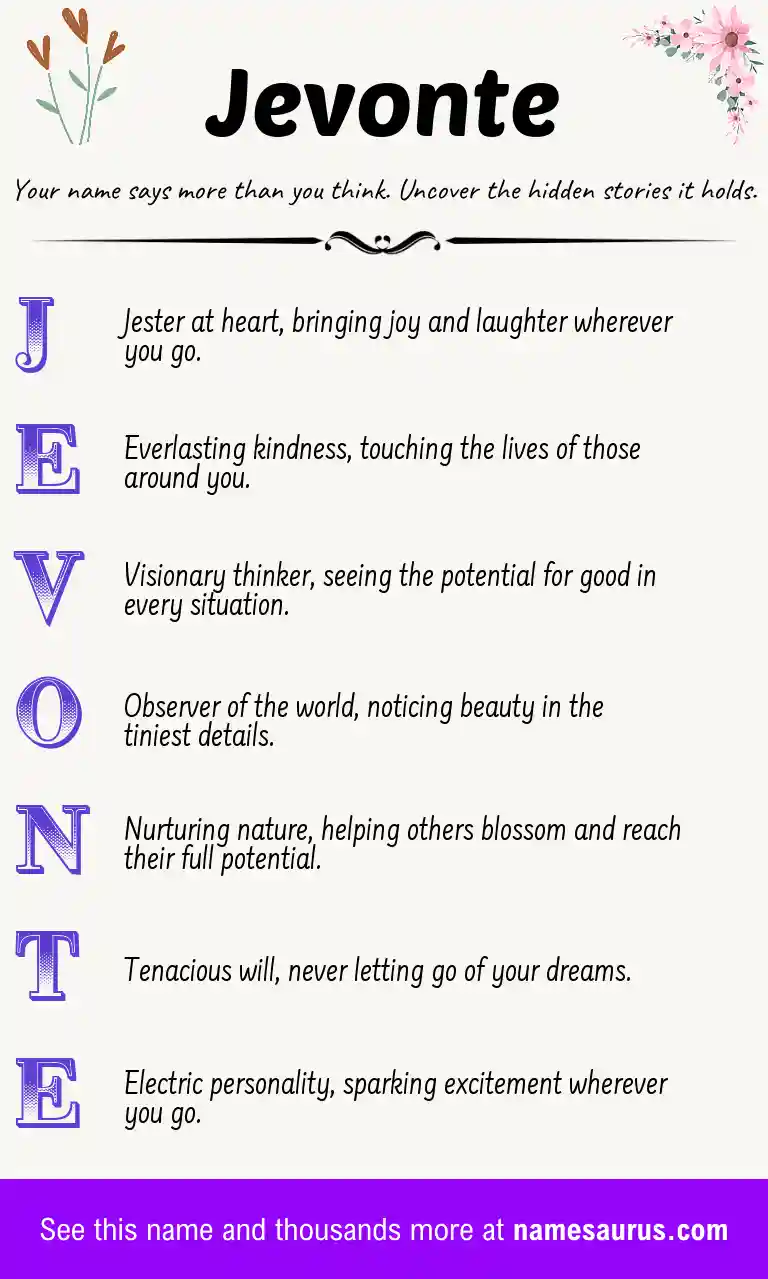Acrostic poem about Jevonte.