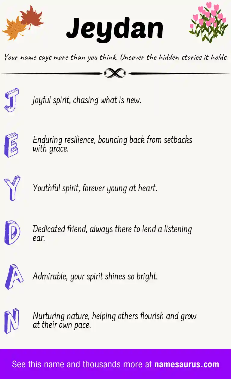 Acrostic poem about Jeydan.