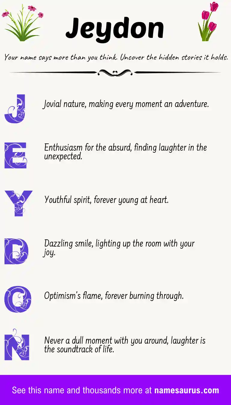 Acrostic poem about Jeydon.