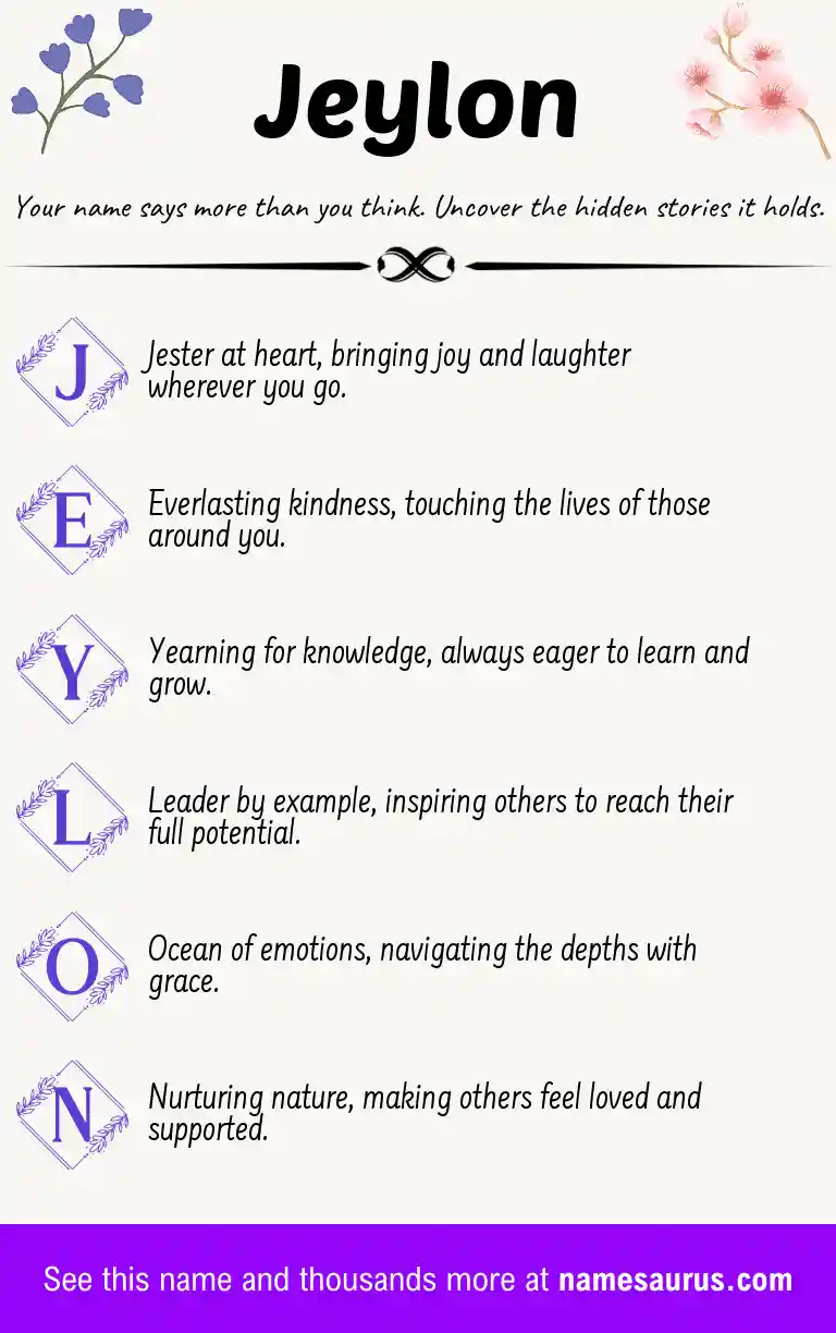 Acrostic poem about Jeylon.