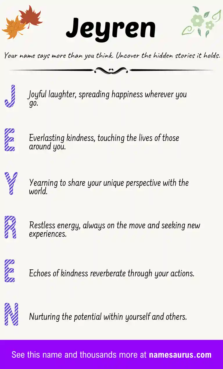 Acrostic poem about Jeyren.