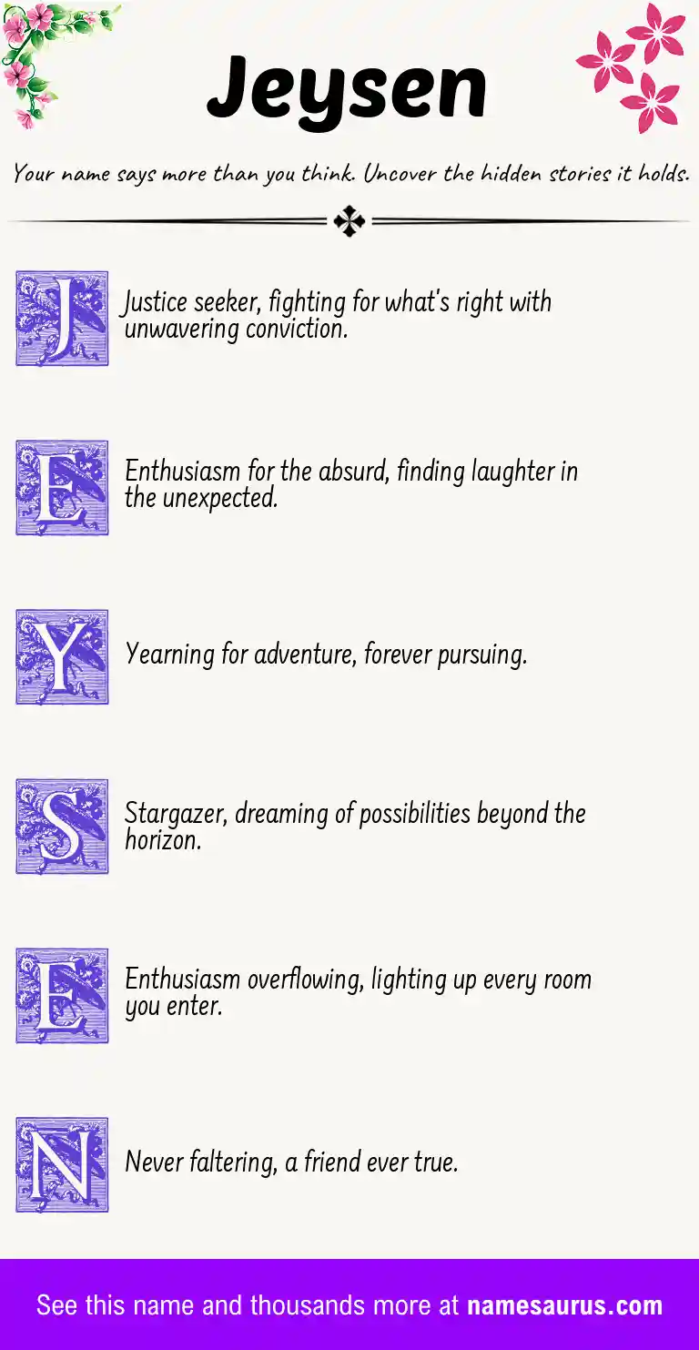 Acrostic poem about Jeysen.
