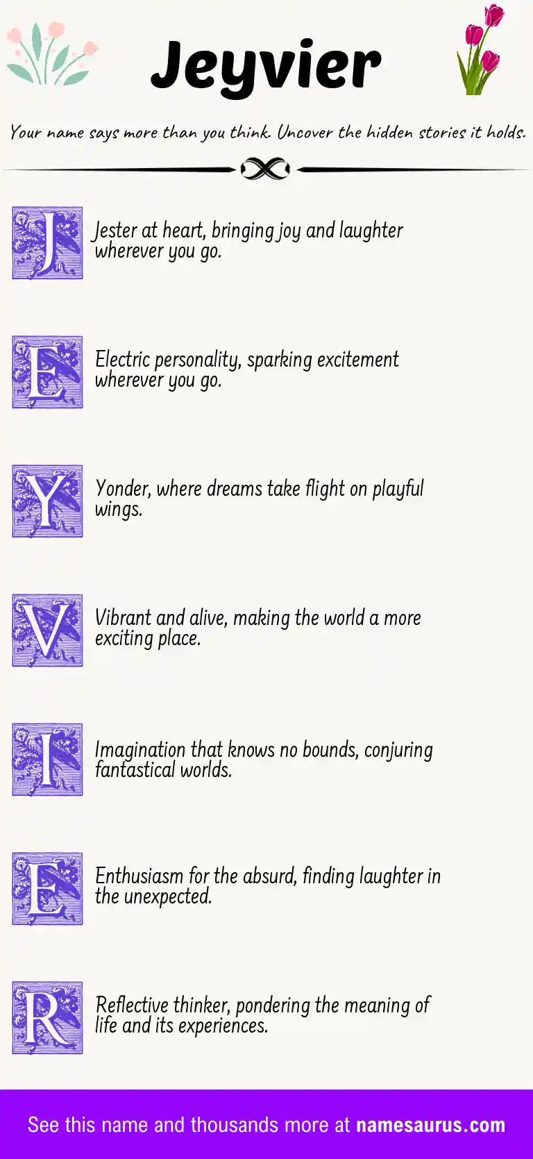 Acrostic poem about Jeyvier.
