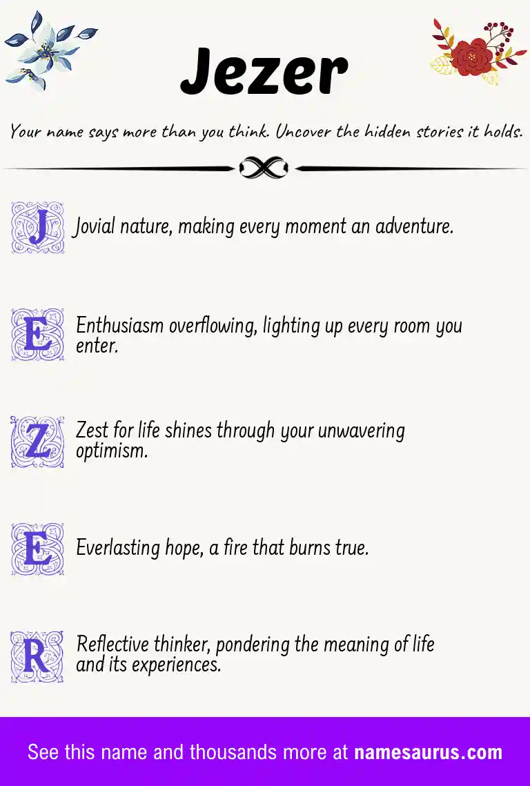 Acrostic poem about Jezer.