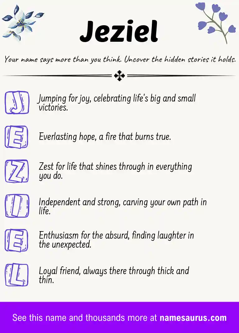 Acrostic poem about Jeziel.