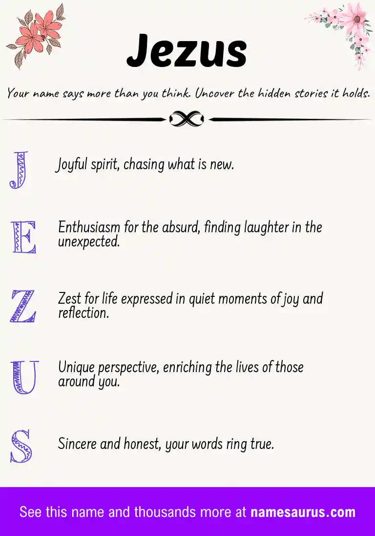 Acrostic poem about Jezus.