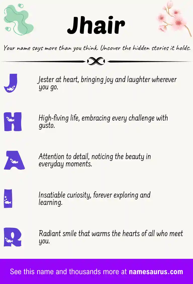Acrostic poem about Jhair.
