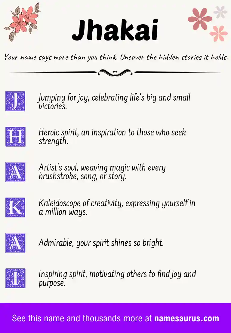 Acrostic poem about Jhakai.