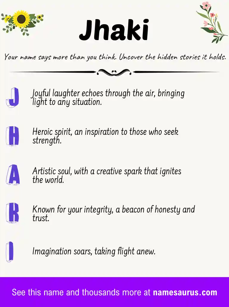 Acrostic poem about Jhaki.
