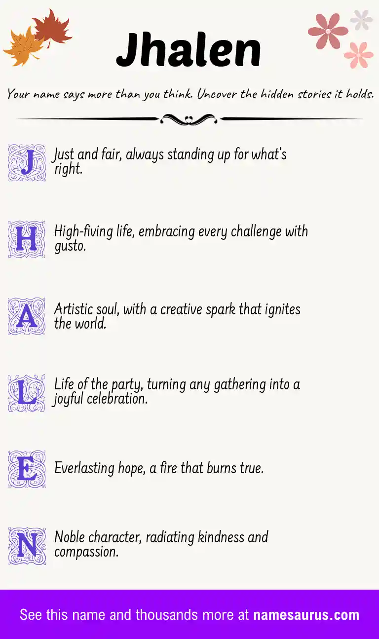 Acrostic poem about Jhalen.