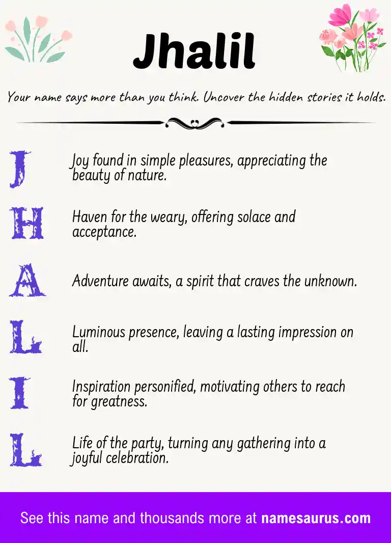 Acrostic poem about Jhalil.