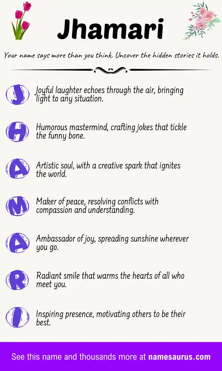 Acrostic poem about Jhamari.
