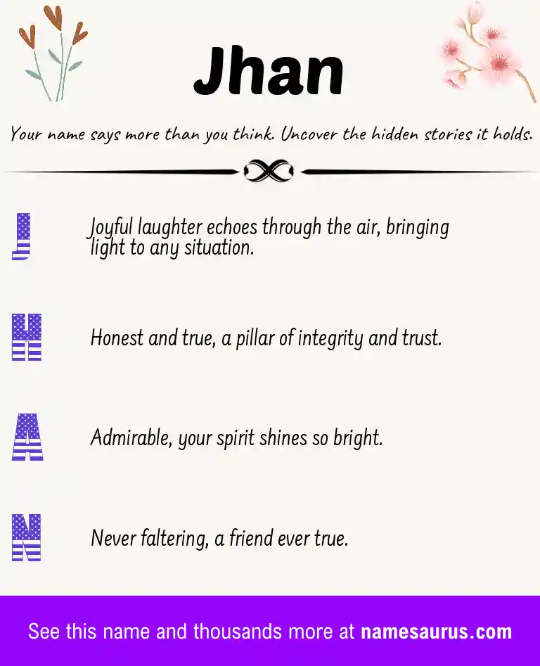 Acrostic poem about Jhan.