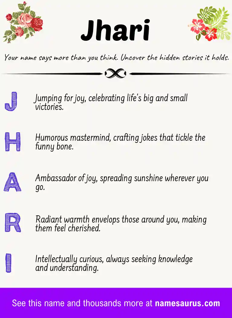 Acrostic poem about Jhari.