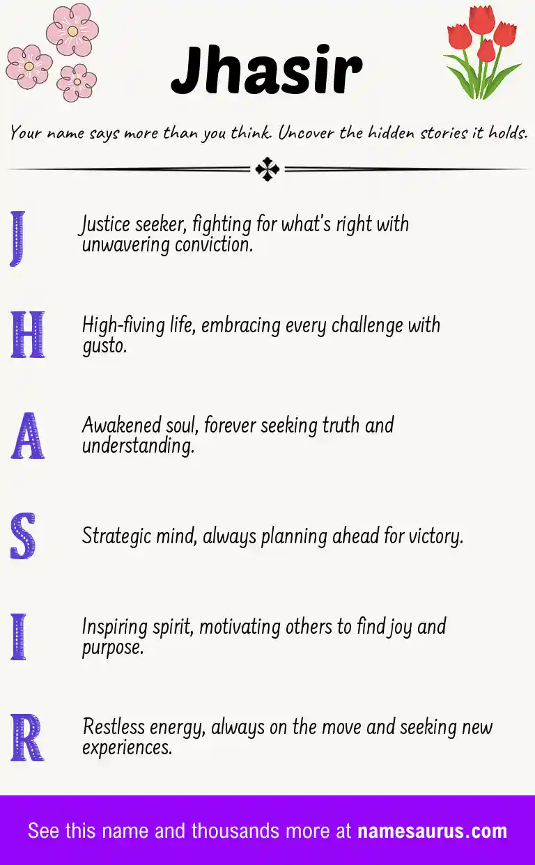 Acrostic poem about Jhasir.