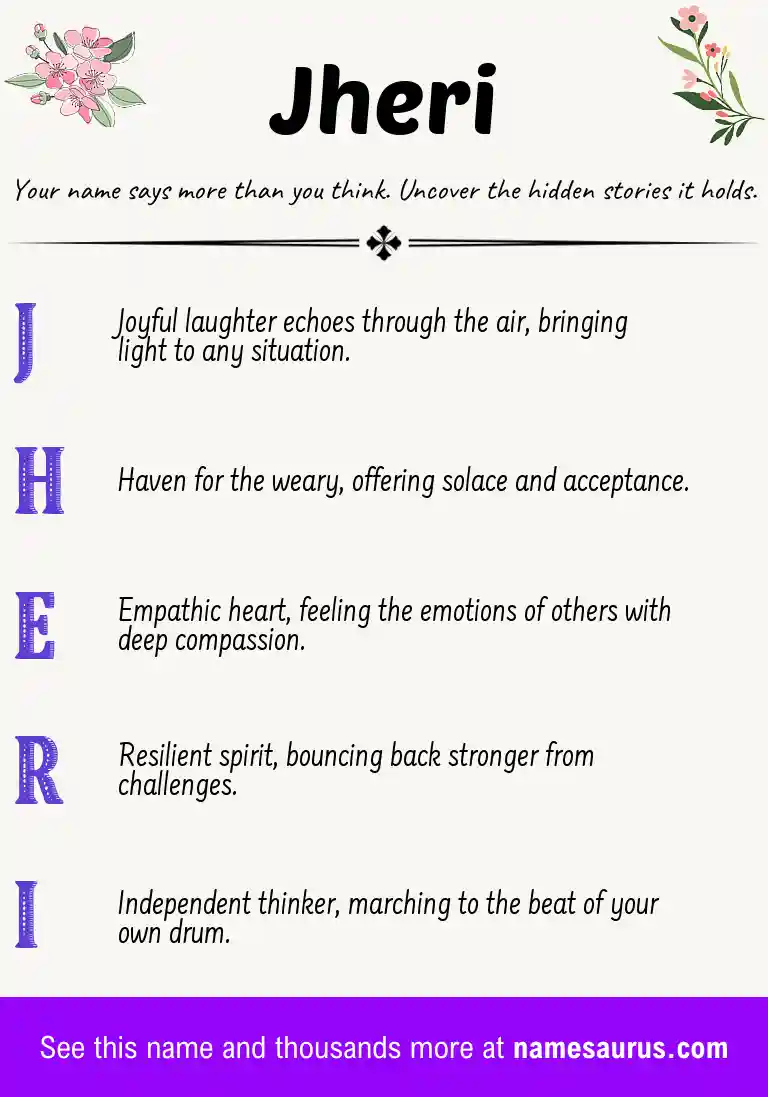 Acrostic poem about Jheri.