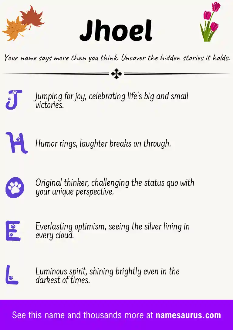 Acrostic poem about Jhoel.
