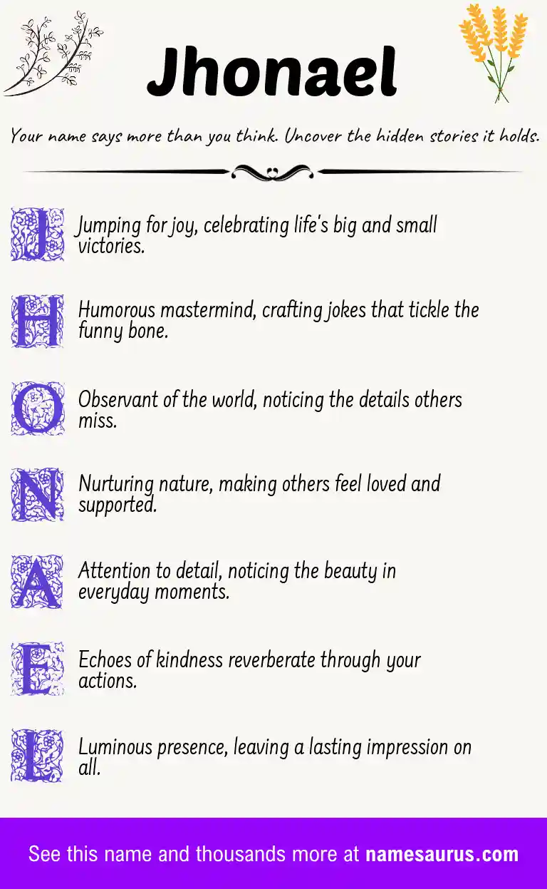 Acrostic poem about Jhonael.