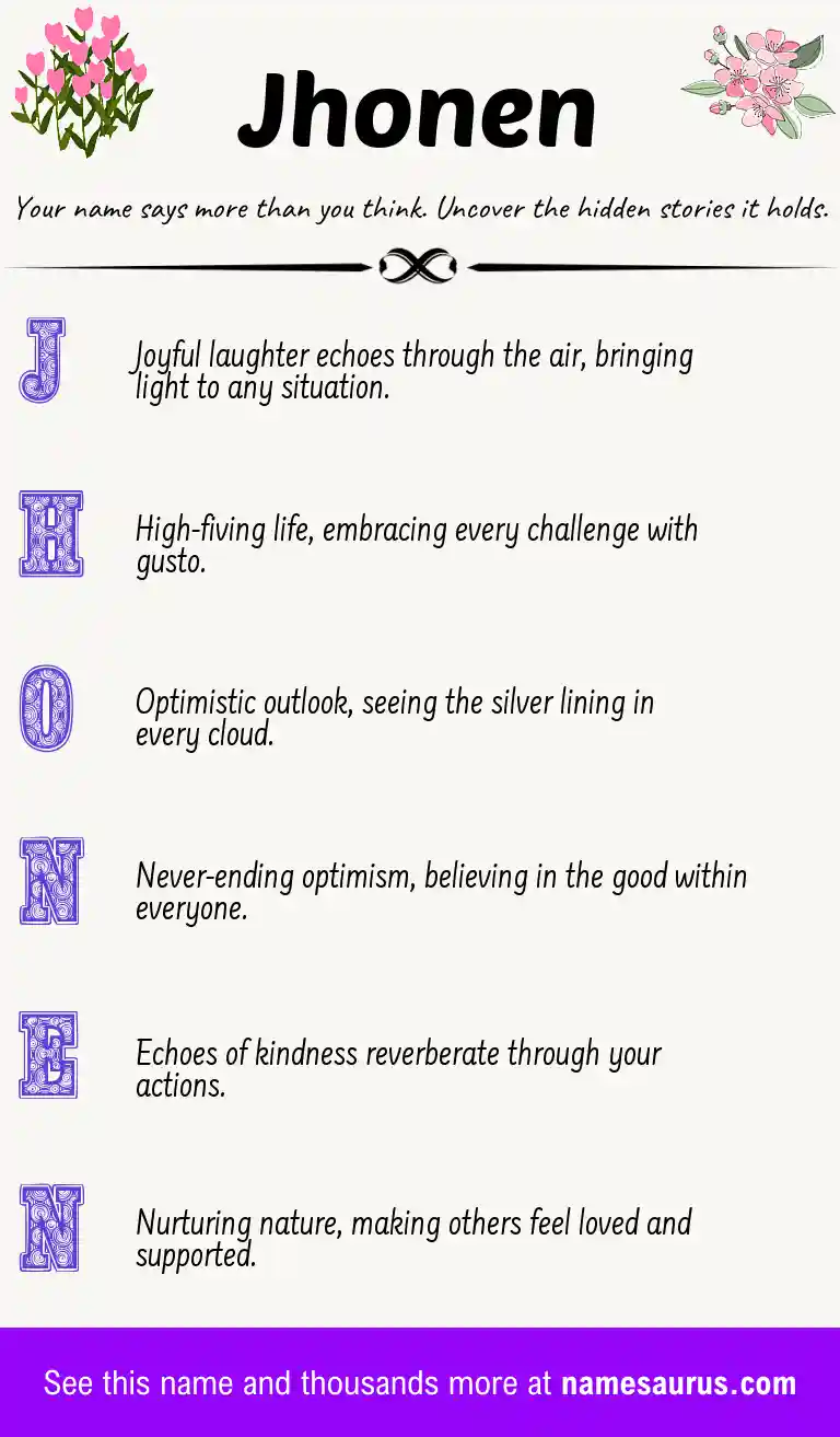 Acrostic poem about Jhonen.