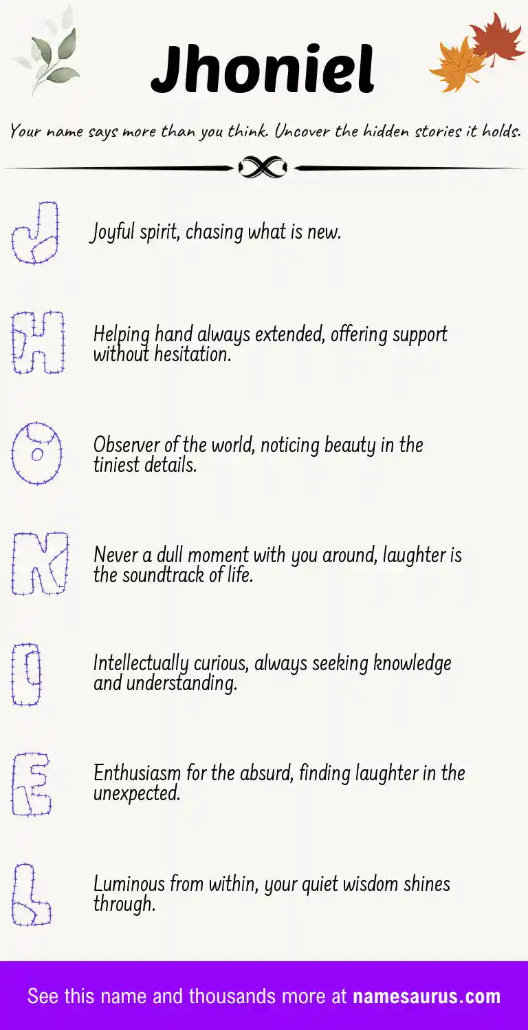 Acrostic poem about Jhoniel.