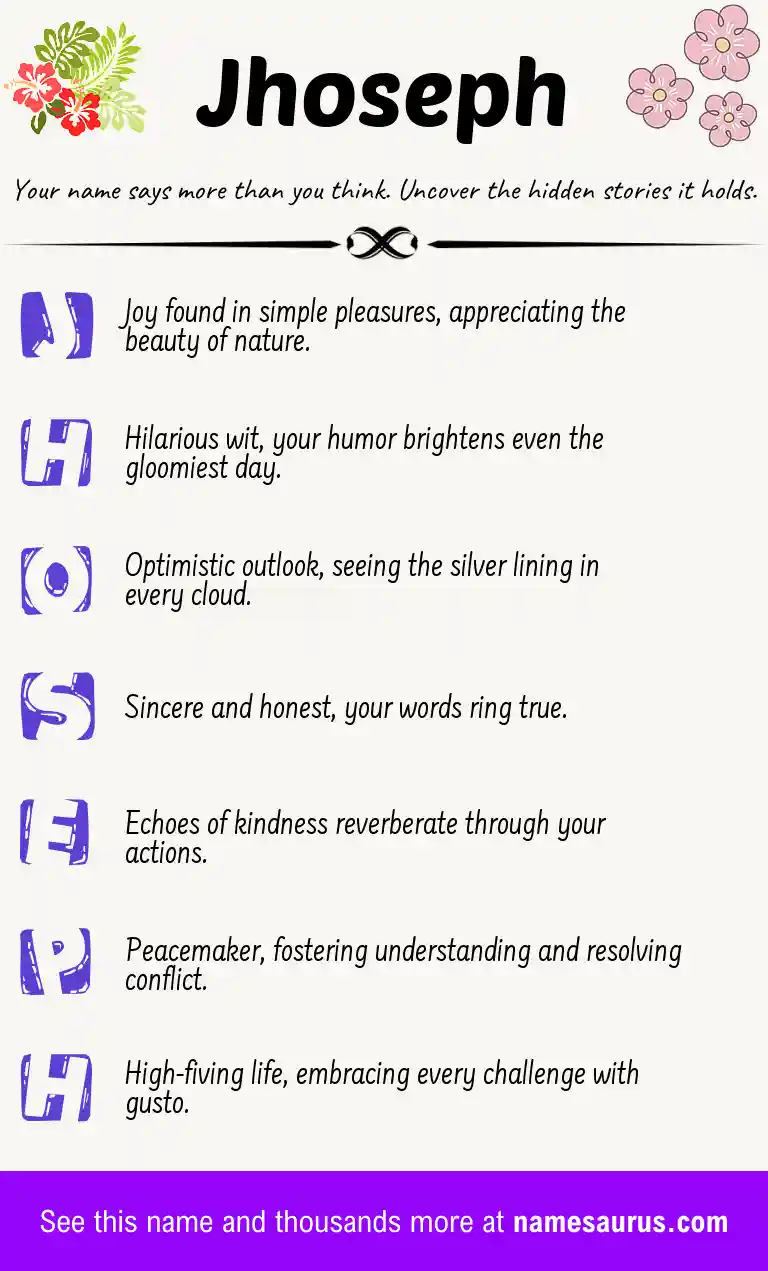 Acrostic poem about Jhoseph.