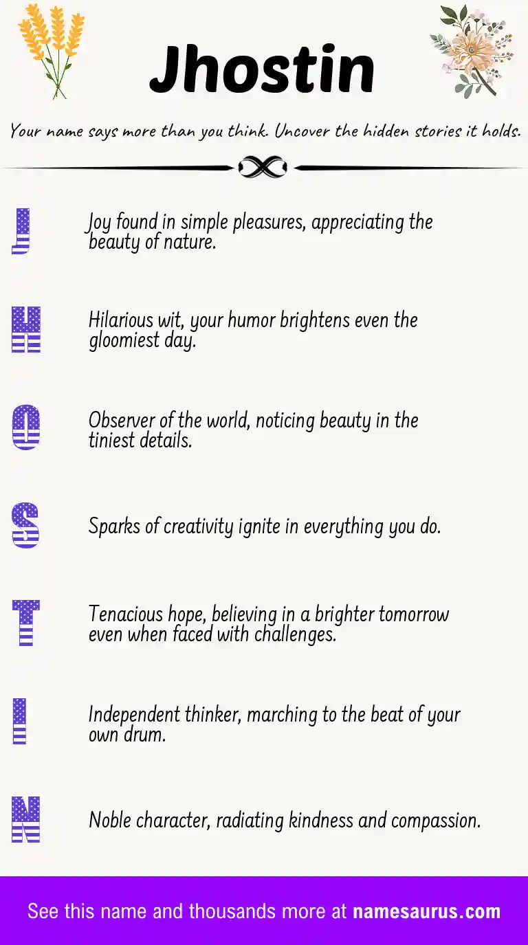 Acrostic poem about Jhostin.