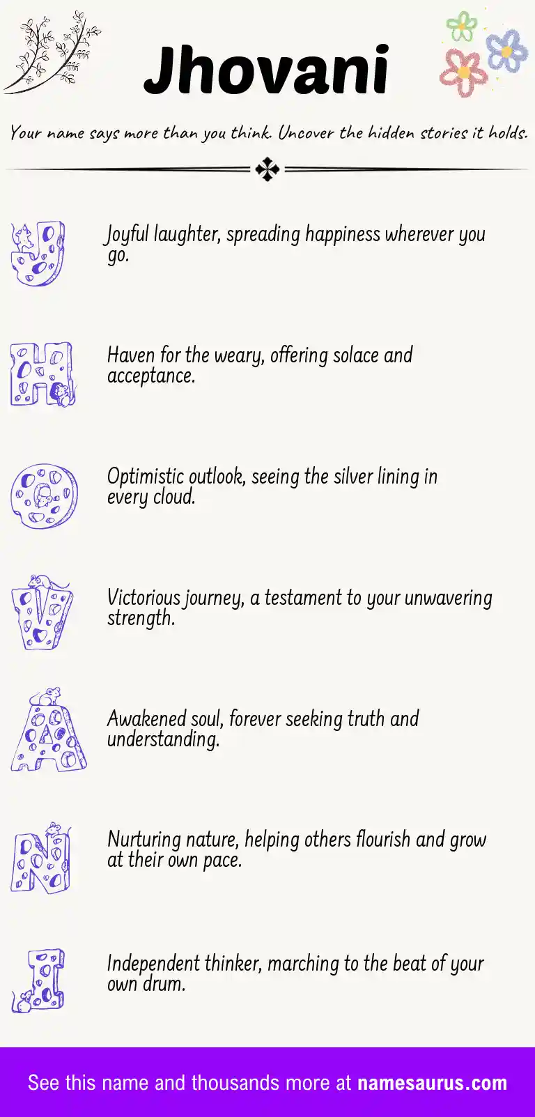 Acrostic poem about Jhovani.