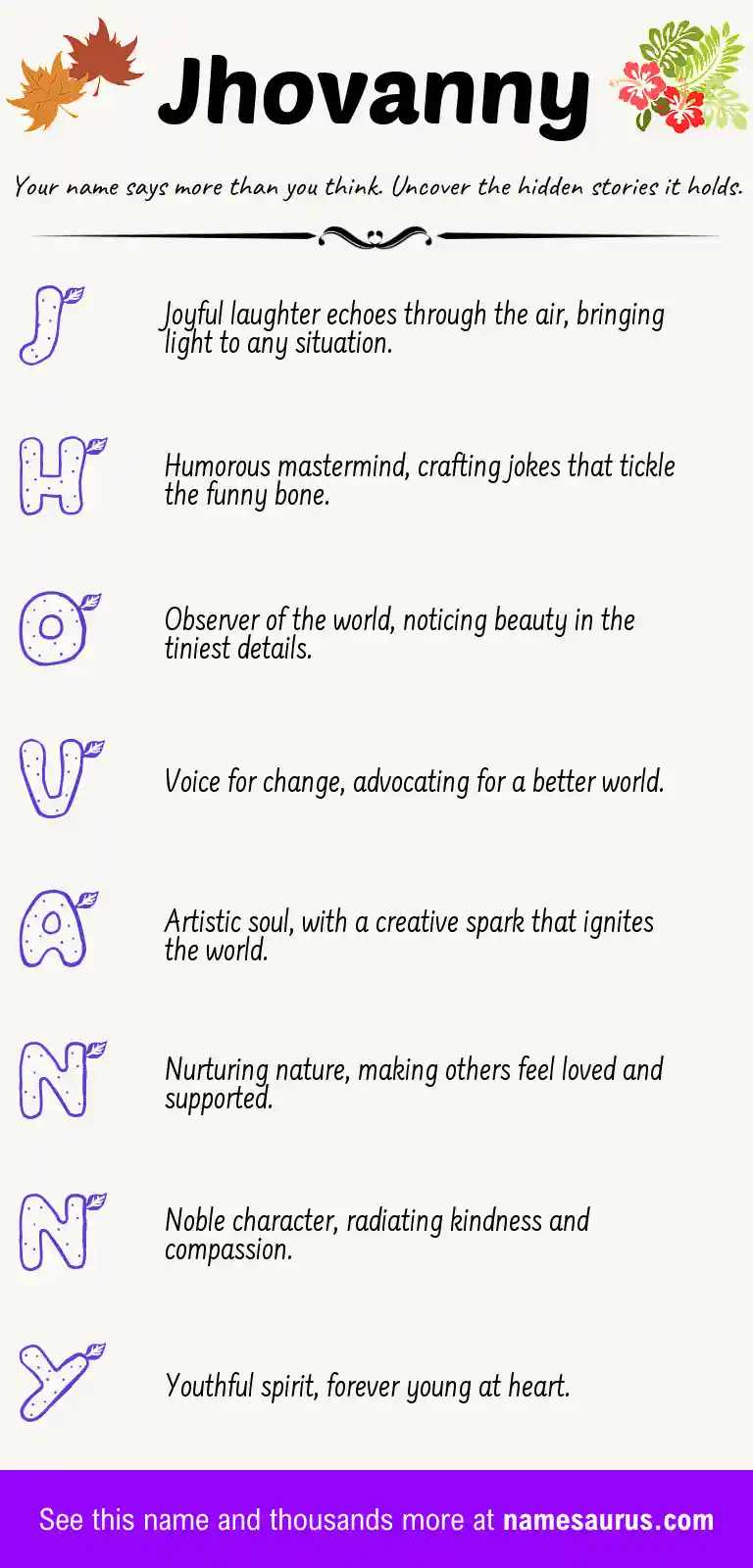 Acrostic poem about Jhovanny.