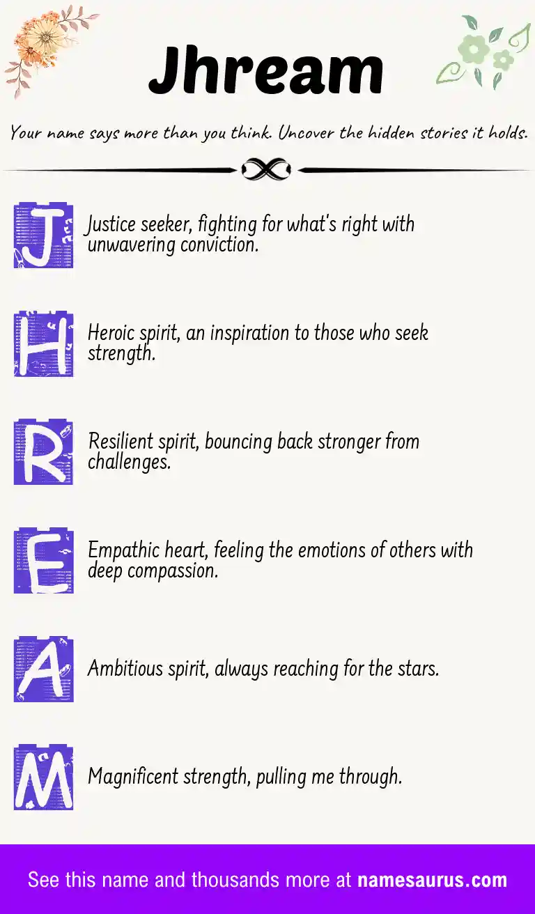Acrostic poem about Jhream.