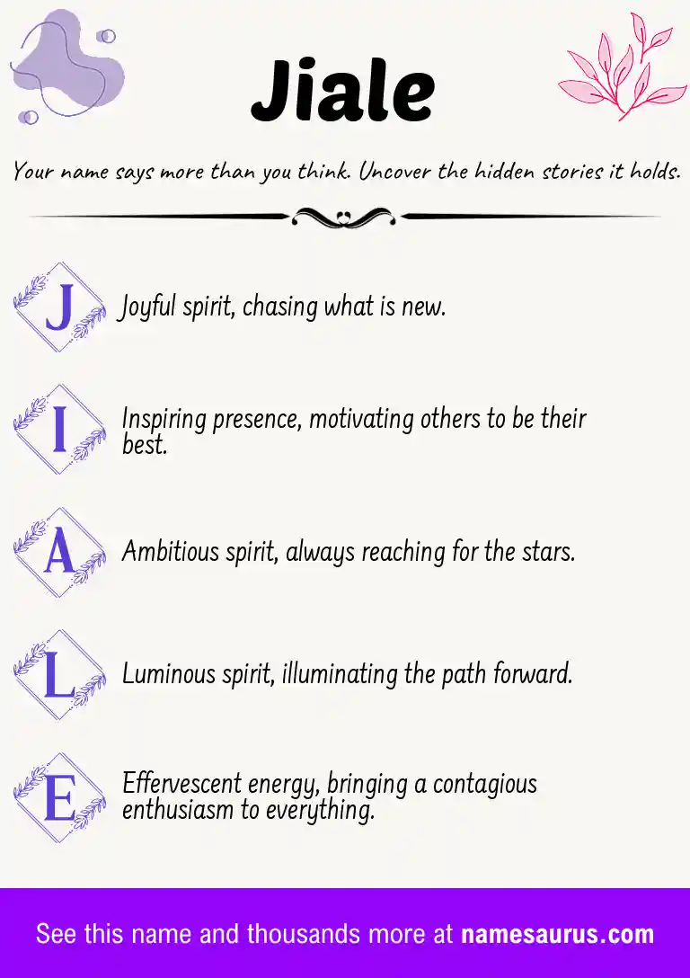 Acrostic poem about Jiale.