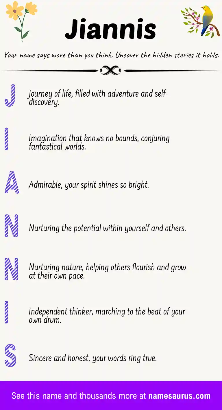 Acrostic poem about Jiannis.