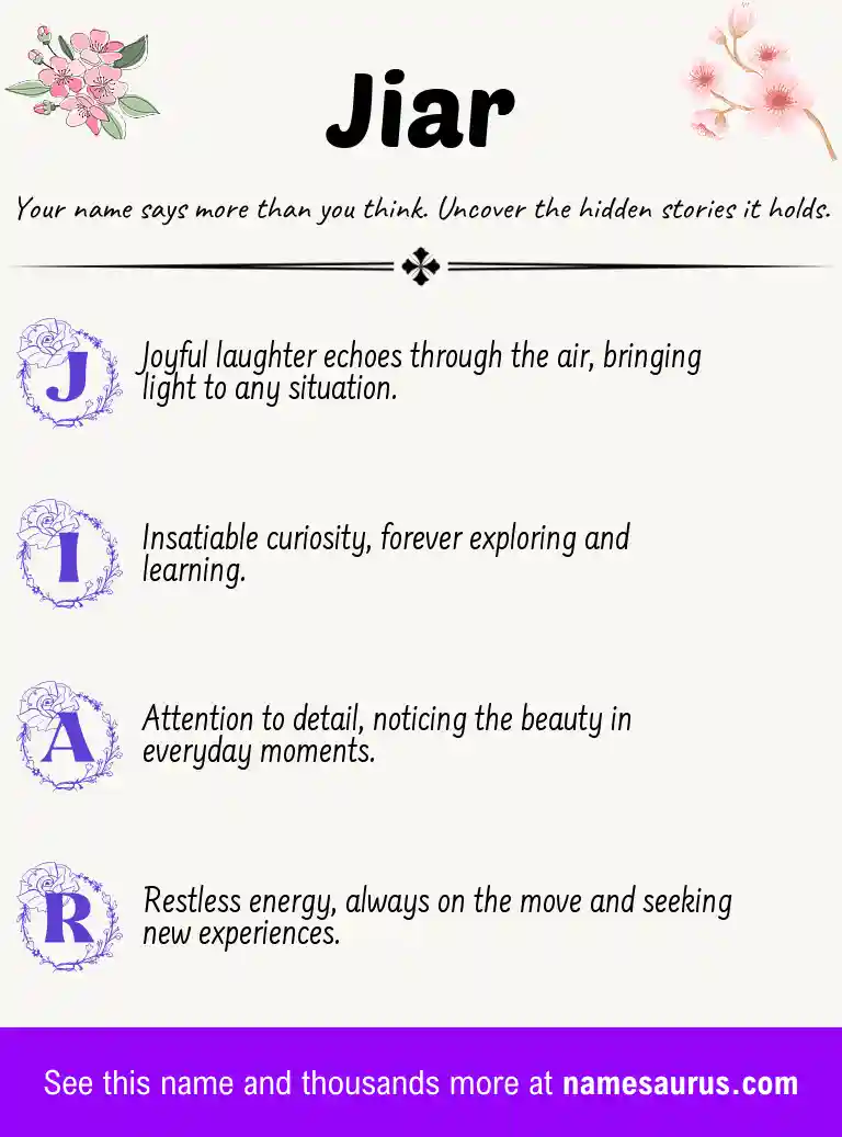 Acrostic poem about Jiar.