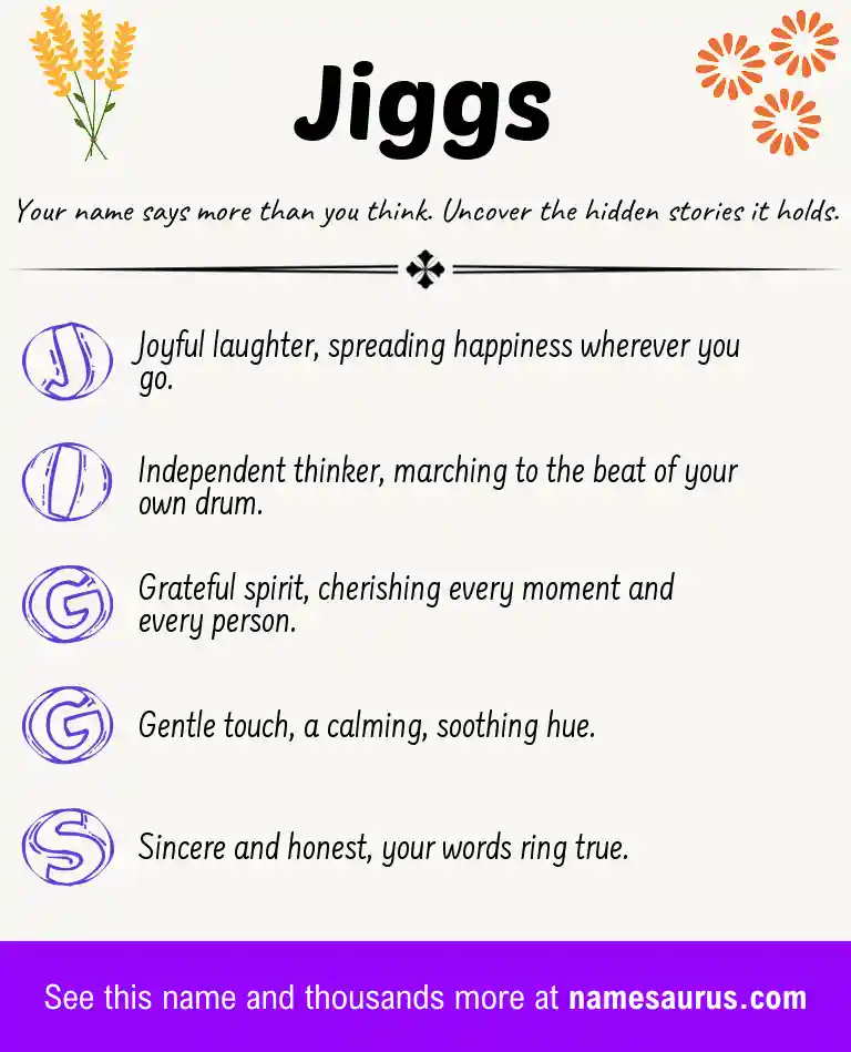 Acrostic poem about Jiggs.