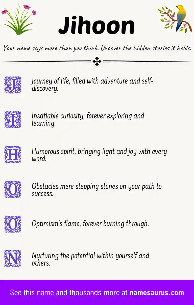 Acrostic poem about Jihoon.