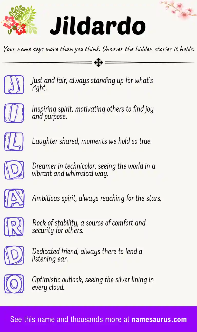 Acrostic poem about Jildardo.