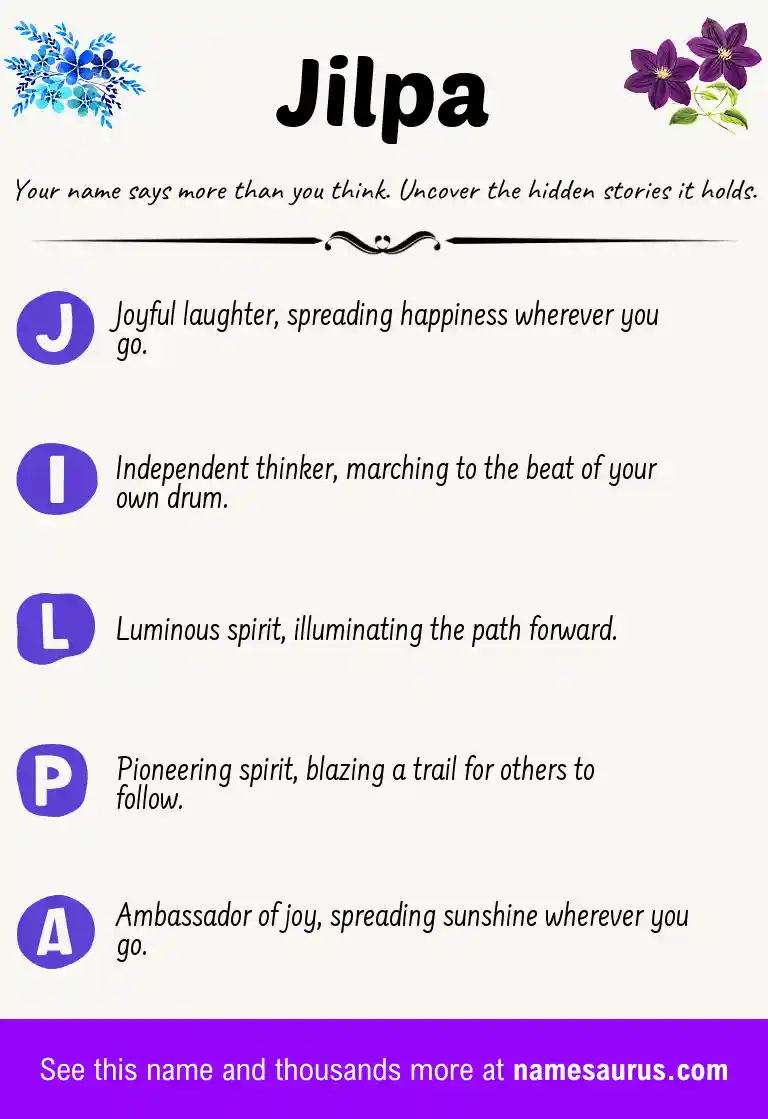 Acrostic poem about Jilpa.