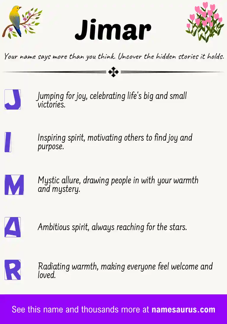 Acrostic poem about Jimar.