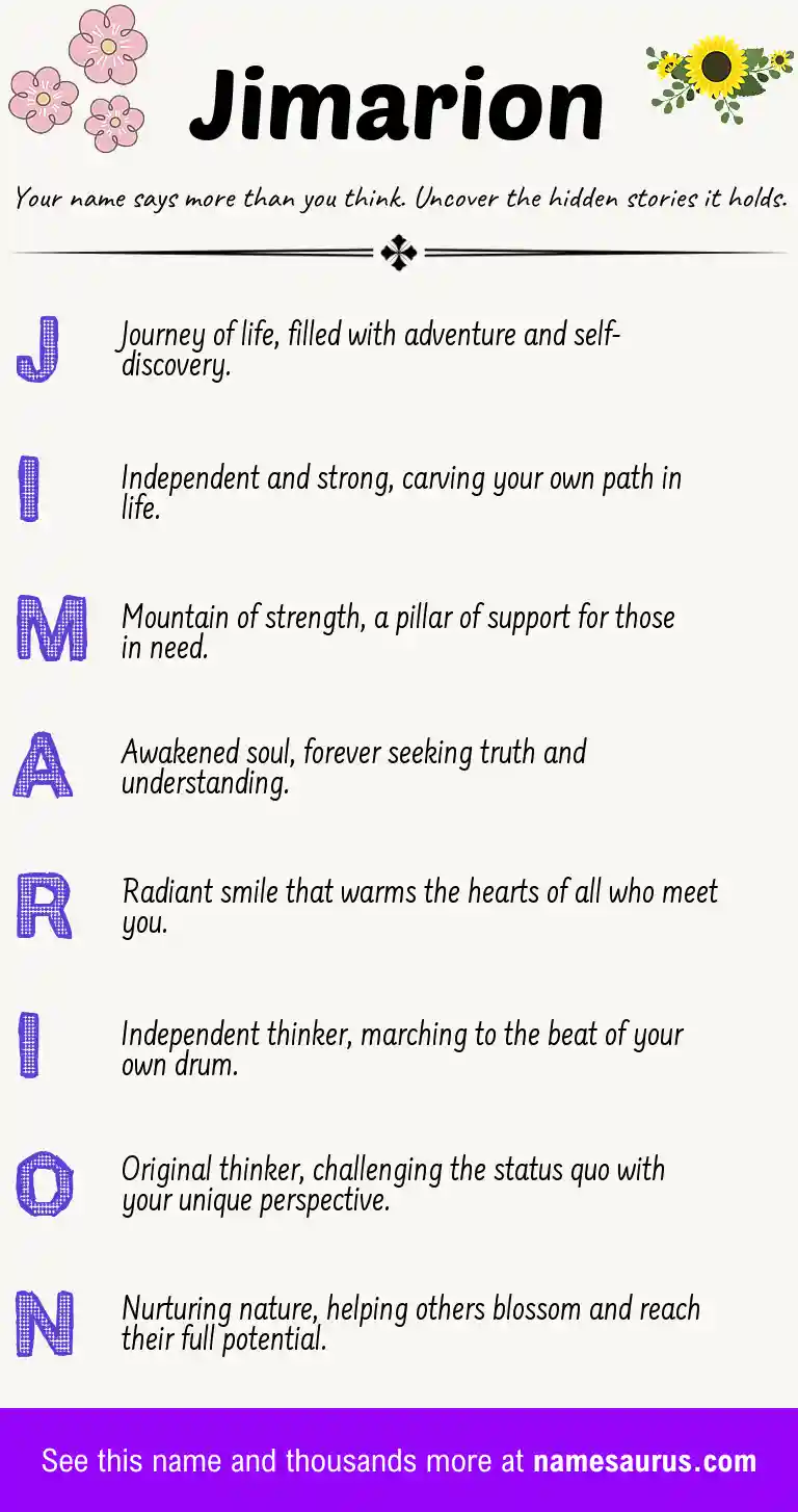 Acrostic poem about Jimarion.